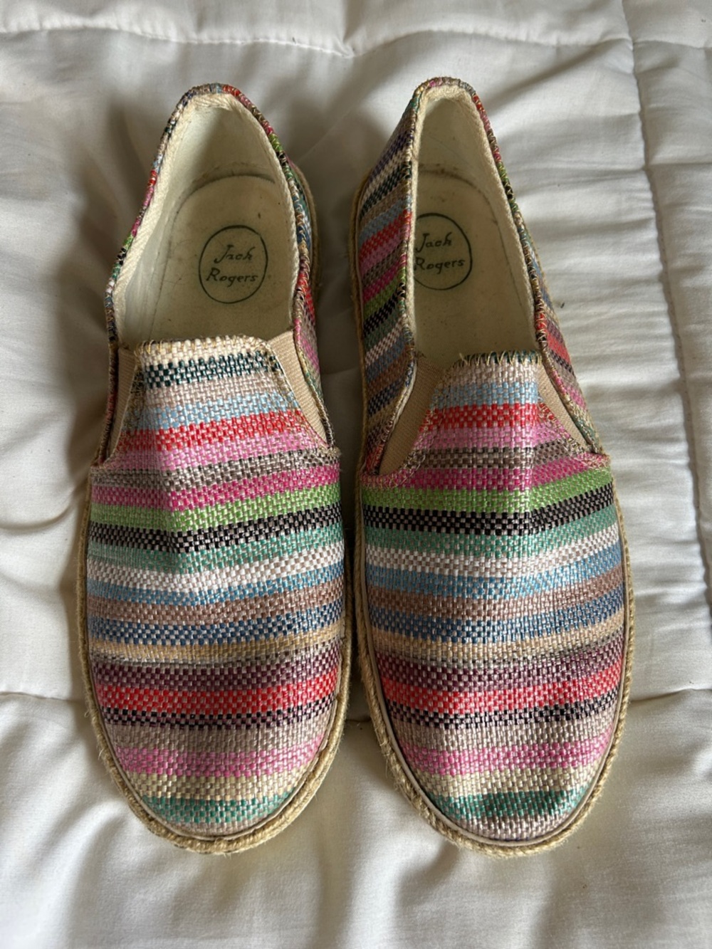Jack Rogers Multicolor Striped Canvas Slip-Ons